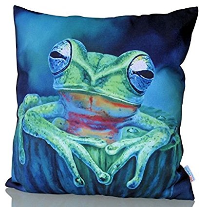 Sunburst Outdoor Living 18" x 18" KERMIT Green Tropical Frog Decorative Throw Pillow Cushion Cover for Couch, Bed, Sofa or Patio - Only Case, No Insert