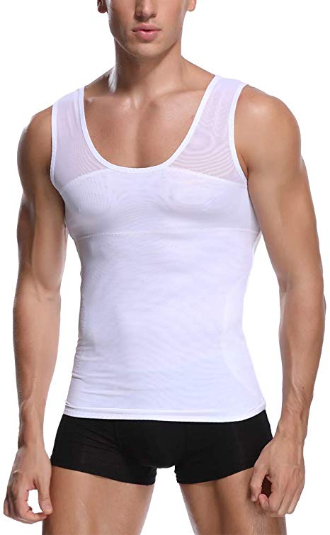 Joweechy Men Slimming Body Shaper Compression Vest Chest Tummy Control Shapewear Waist Trainer Girdle Belt Posture Corrector Tank Top