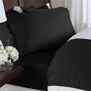 1500 Series ULTRA SILKY SOFT LUXURY 3 pc Sheet set, Deep Pocket Up to 16" - Wrinkle Resistant - All Size and Colors , Twin Black