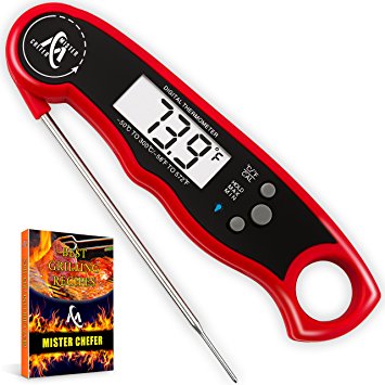 Digital Meat Thermometer - Best Waterproof Instant Read Thermometer with Calibration and Backlight functions - Mister Chefer Food Thermometer for Kitchen and Outdoor Cooking