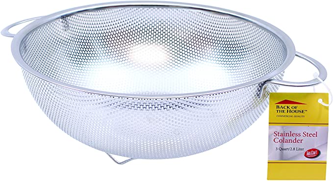 Tablecraft 3 Quart Colander with Handles, Stainless Steel (H903BH)