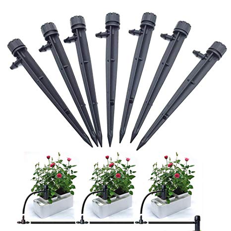 Oubest 25 PCS Irrigation Drippers Drip Irrigation Emitters Stake Adjustable Micro Water Flow 360 Degree Drip System for 1/4" Tube
