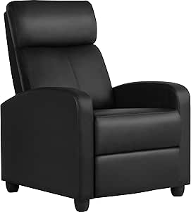 Yaheetech Fauteuil de Relaxation Chaise de Détente Siège de Canapé Fauteuil Relax/Chambre à Coucher/Home Noir/Similicuir pour Salon