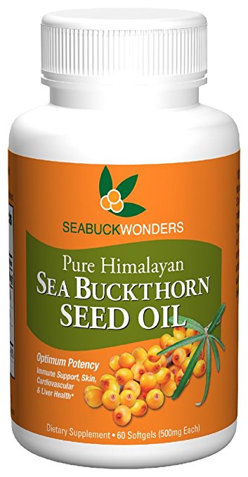 SeabuckWonders Organic Sea Buckthorn Seed Oil, 60 Count Softgels
