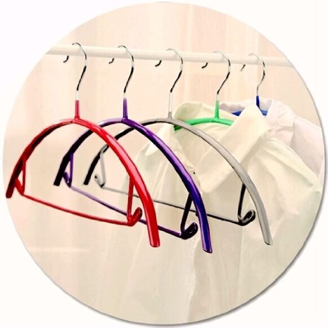 Deluxe Hanger Clothes Hanger VANORIG® Durable High Manganese Steel Hangers PVC Resin Coating Clothing Hanger ,Pack of 5 (Assorted Color)