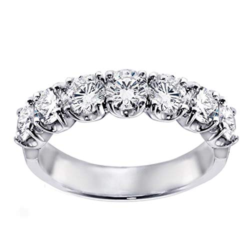 VIP Jewelry Art 1.50 CT TW Prong Set Round Diamond Anniversary Wedding Ring in 14k White Gold