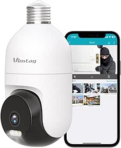 VIMTAG Light Bulb Camera, 3.5K/6MP 360° Outdoor/Indoor Light Bulb Security Camera with Spotlight/Night Vision/PTZ/Speaker/2-Way Talk/Phone App/IP/Human/Sound/Motion Detection for Pet/Home Security