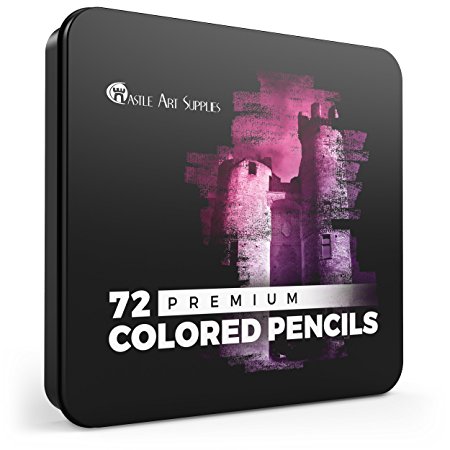 Castle Art Supplies 72 Coloured Pencil Set for Adult Colouring Books or Kids School Supplies - Premium Artist Soft Series Lead with Vibrant Colours