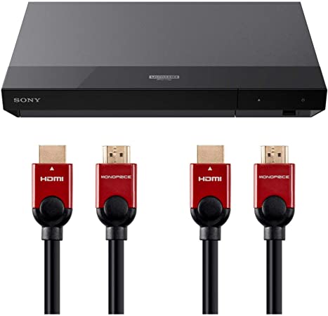 Sony UBP-X700 4K Ultra HD Blu-ray Player with Dolby Vision with Two 6 ft. High Speed HDMI Cable and DVD Lens claner