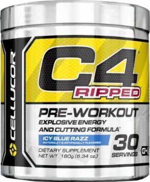 Cellucor C4 Ripped Pre-workout Icy Blue Razz Dietary Supplement, 30 Serving