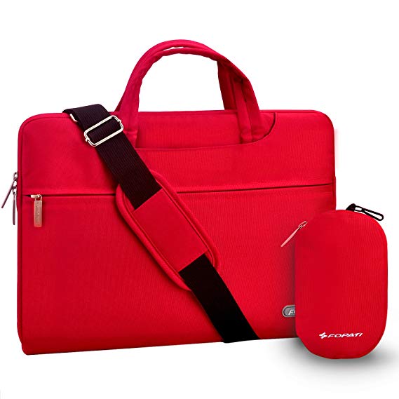 YOUPECK Water Repellent 13-13.3 Inch Laptop Shoulder Bag Compatible MacBook Air Pro 13, Ultrabook Chromebook, Polyester Protective Messenger Briefcase Men Women Carrying Handbag Sleeve Case, Red