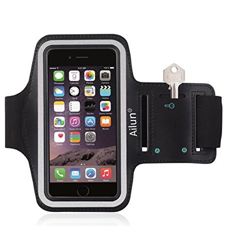 iPhone 7 plus Armband,by Ailun,Feartured with Sport Scratch-Resistant Material,Slim Light Weight,Dual Arm-Size Slots,Sweat Resistant&Key Pocket,with Headphone Ports[BLACK]