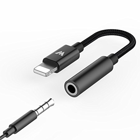 Headphone Adapter for iPhone X 10 iPhone 8/8 Plus,Wofalodata Lightning to 3.5mm Female Audio Earphone Connector Headphones Splitter for iPhone 7/7 Plus Compatible for iOS 10.3 or Later–Black