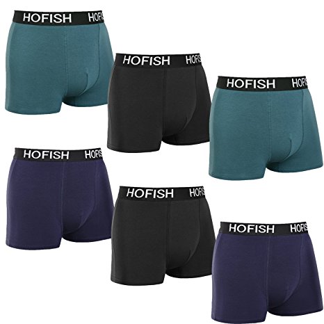 HOFISH Men's Seamless Comfort Soft Cotton Boxer Brief (Pack of 6)