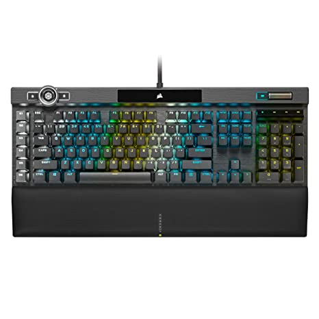 Corsair K100 RGB Optical-Mechanical Gaming Keyboard - Corsair OPX RGB Optical-Mechanical Keyswitches - AXON Hyper-Processing Technology for 4X Faster Throughput - 44-Zone RGB LightEdge