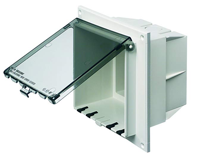 Arlington DBVR2C-1 Low Profile IN BOX Electrical Box with Weatherproof Cover for Flat Surfaces, 2-Gang, Vertical, Clear