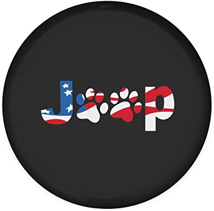 Moonet Spare Tire Cover America Flag Dog Paws PU Leather Car Truck SUV Camper for Liberty Wrangler Commander Compass Grand Cherokee Size XL R17 P265/75R16 255/75R17 (Diameter 31inch-33inch)