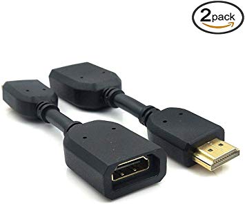 Duttek 2 pack HDMI Adapter Cable, Any Angle Gold Plated HDMI Male to Female Adapter Converter Cable