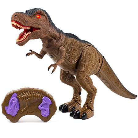 Toysery Remote Control Dinosaur Toy for Kids, RC Walking Dinosaur Toy Roars, Lights & Sounds Fast Forward Function