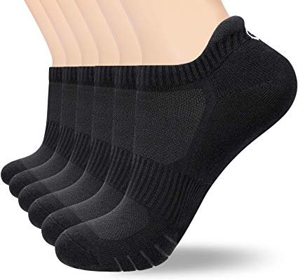 6 Pairs Running Socks for Men Women (Size 3-15) Ankle Athletic Trainer Socks Low Cut Sports Socks with Heel Tab, Cushion Sole by Anqier