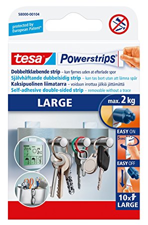 tesa 58000 Powerstrips Large, Removable Self Adhesive Strips (10 Strips)