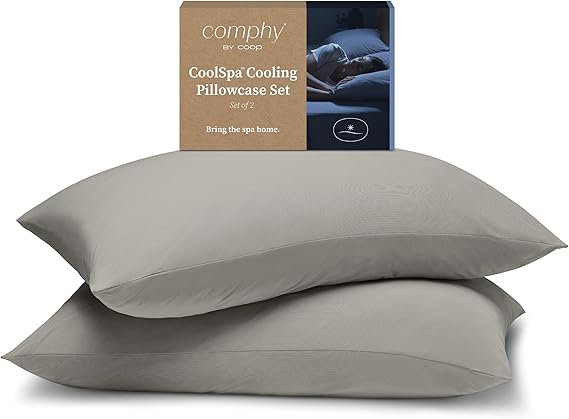 Comphy by Coop CoolSpa Cooling Pillow Case Set of 2, Dove Grey King Size Pillow Covers, Luxury Spa and Hotel Quality Pillow Cases for Cooling Pillow, Breathable Pillowcases for Bed Pillows