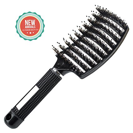 Vented Styling Hair Brush, Boar Bristle Curved Hair Brush Detangling Thick Hair Massage Brush for Women Long Thick Curly Straight Hair