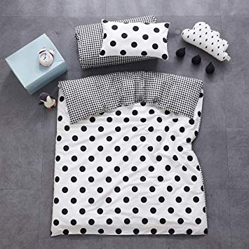 Polka Dot 100% Cotton Duvet Cover + Pillowcase Bedding Set with Zipper Closure for Baby Toddler Boys Girls Crib Bed Decoration Gift (7)