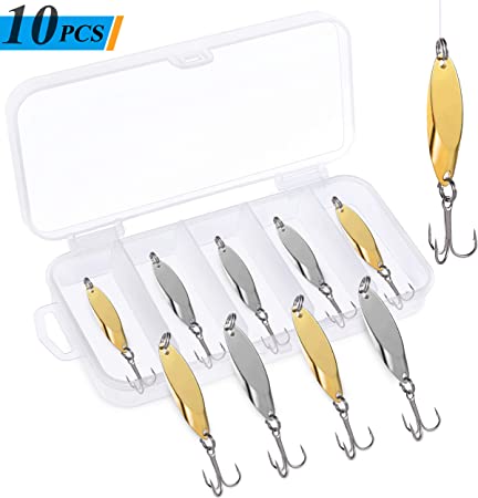 TOPFORT Fishing Lures, Fishing Spoon,Trout Lures, Bass Lures, Spinning Lures,Hard Metal Spinner Baits kit with Carry Box