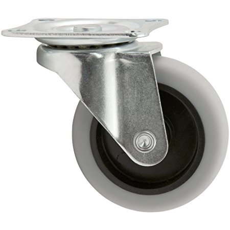 TPR Rubber Caster Wheel with Swiveling Top Plate  - 3-Inch -  110 lb. Load Capacity  -  Non-Marking for Use in Hospitals, Food Service, & Other Institutional Applications