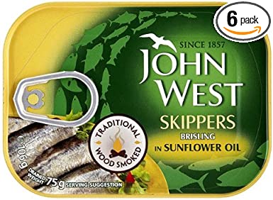 John West Skippers Wood Smoked Brisling in Sunflower Oil 6x106g