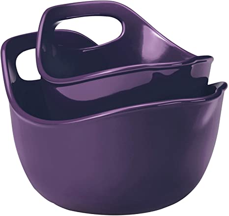 Rachael Ray Ceramics 2-Piece Mixing Bowls Set, Purple
