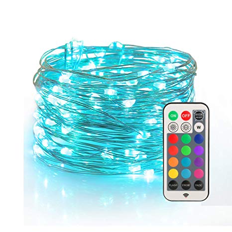 YIHONG Fairy Lights USB Plug-in String Lights with RF Remote 33ft Firefly Twinkle Lights for Bedroom Party Decoration Wedding,13 Vibrant Colors, Fade|Flash|Strobe Mode