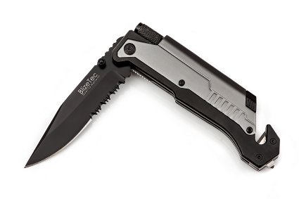 BlizeTec Survival Knife Best 5-in-1 Tactical Pocket Folding Knife with LED Light Seatbelt Cutter Glass Breaker and Magnesium Fire Starter