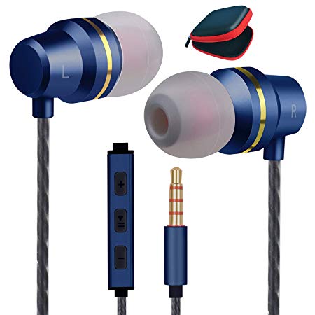 Earbuds Ear Buds Wired Earbud with Microphone Mic and Volume Control Stereo Mic Ear Buds Music Ear Buds Noise Isolating Headsets Compatible iPhone Samsung MP3 Players and Other Smartphones 3.5mm Jack