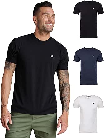 INTO THE AM Mens T Shirt with Logo - Short Sleeve Crew Neck Soft Fitted Tees S - 4XL Fresh Classic Basic Tshirts