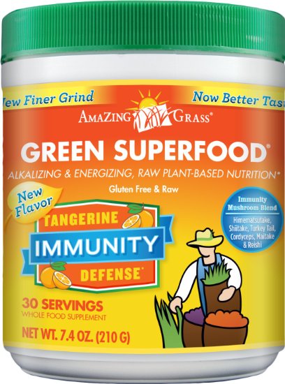 Amazing Grass Green Superfood Immunity Defense- Tangerine, 30 Servings, 7.4 Ounces