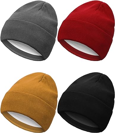 Winter Satin Lined Beanie Hat Silk Lined Beanies Cuffed Plain Skull Hat Knitted Watch Hat Winter Warm Beanies for Women Men