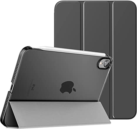 MoKo Case Fit New iPad Mini 6 2021 (6th Generation, 8.3-inch) - Slim Lightweight Hard Clear Back Shell Stand Cover with Translucent Frosted Back Protector, with Auto Wake/Sleep, Space Gray