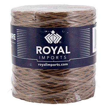 Brown Floral Bind Wire Wrap, Paper Covered Waterproof Rustic Vine for Flower Bouquets 26 Gauge (673 Ft) by Royal Imports