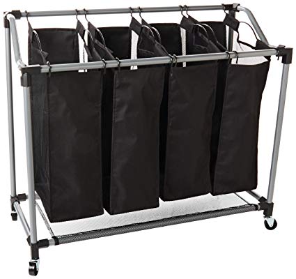 Honey-Can-Do Quad Laundry Sorter with Mesh Bags, Steel/Black