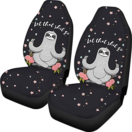 Aoopistc 2piece Set Front Car Seat Cover Universal More Cars Truck & Vehicle Stretch Buckt Cushion Cover Ultra-Soft Fabric Vehicle Seats Covers Sedan,SUV,Van Washable Cute Sloth Pattern