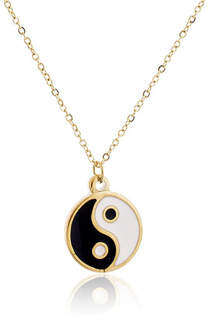 MANZHEN Gold Silver Yin Yang Pendant Necklace for Couples