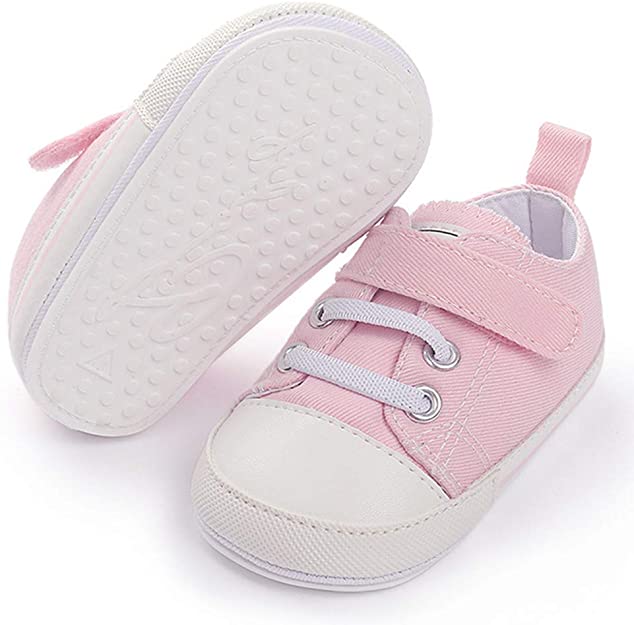 TIMATEGO Baby Boys Girls Canvas Shoes Non Slip Soft Sole Infant Toddler Sneaker First Walker Crib Tennis Shoes 3-18 Months