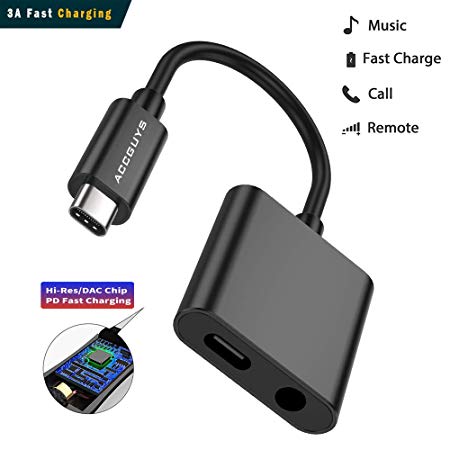 Huawei P20 USB C to 3.5mm Adapter,3A Fast Charge and Audio Adapter Type C Headphone Adaptor Compatible with Huawei Mate 10 Pro/HTC/Google Pixel 3/3 XL/2/2 XL/LG (black)