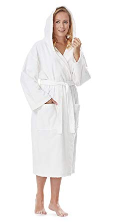 Arus Women's Classic Hooded Bathrobe Turkish Cotton Terry Cloth Robe