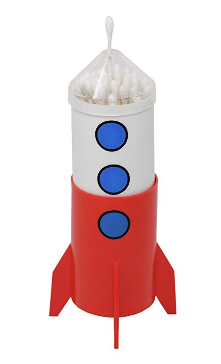 Home-X - Rocket Pop-Up Cotton Swab Holder & Dispenser, Fun and Functional Design Stores and Automatically Dispenses Cotton Swabs or Q Tips for Convenient Use