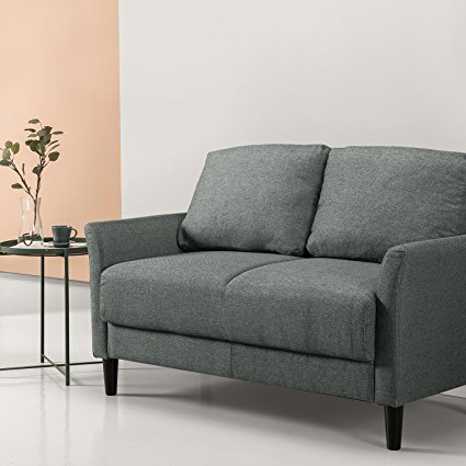 Zinus Classic Upholstered 53.5in Sofa Couch / Loveseat, Grey with Hint of Green