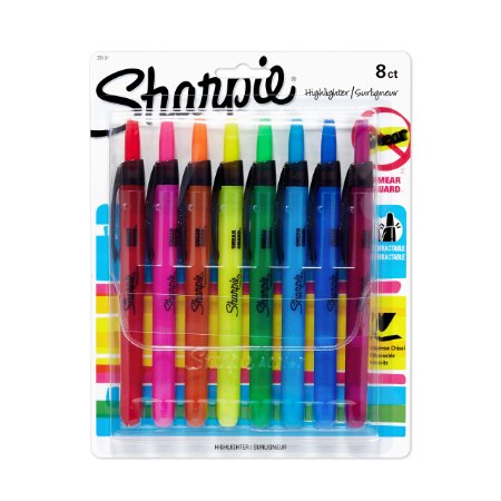 Sharpie Accent Retractable Highlighters Assorted Narrow Chisel Tip 8Pack
