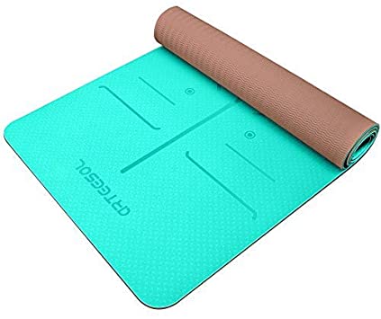 Arteesol Yoga Mat, Non Slip Exercise Mat, Anti-Tear Fitness Mat,with Carrying Strap , Eco Friendly TPE Double-Sided Yoga Mats High Density, 1/4 inch（6mm) Thick for Yoga, Pilates, Fitness & Workout Gymnastics